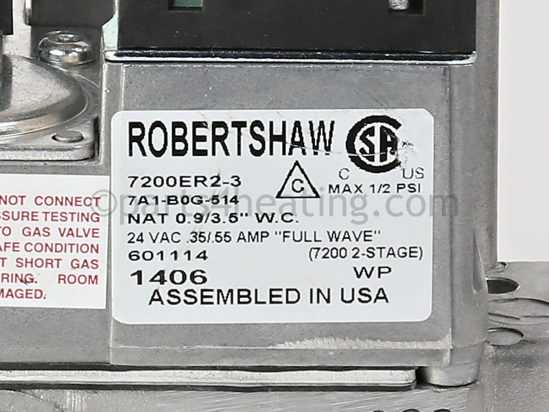 Raypak Combination Valve Nat. Std. Robertshaw 2 Stage [H3] - Part Number: 004824F