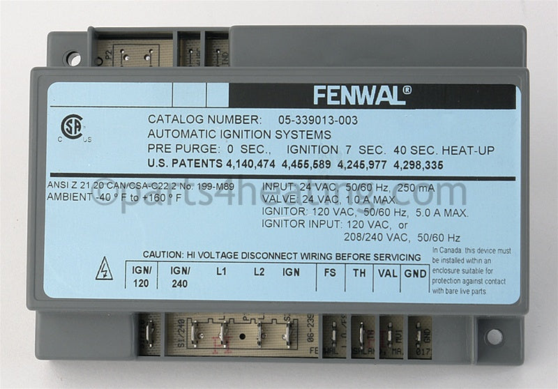 Fenwal Controls Inc. Ignition Control Natural And Lp - Part Number: 05-339013-003