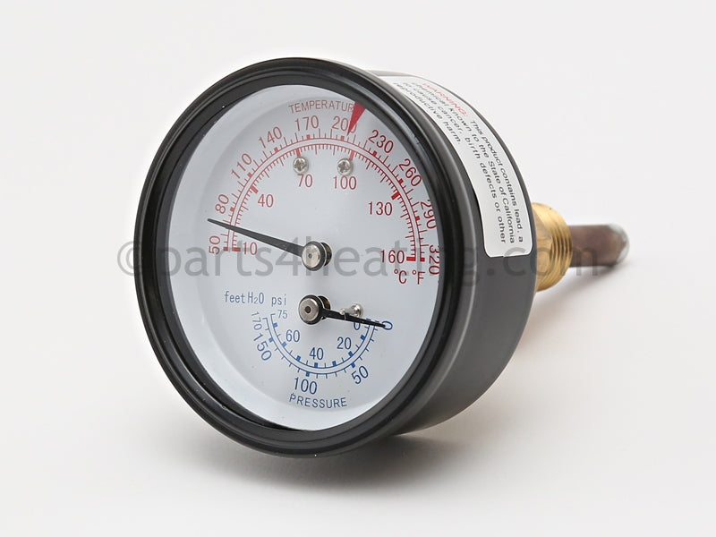 Lochinvar Gauge, T&amp;P, 0-75Psi, 50-320Of, 2-1/2 X 3/8 - Part Number: 100208152