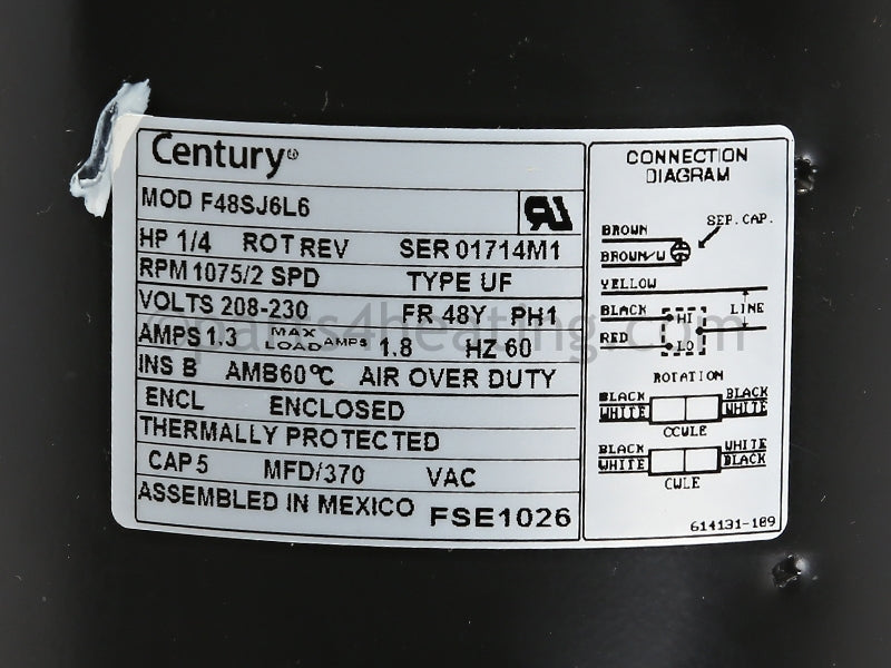 ECR International Motor, Evaporator 208/230V Hp 1/4 - Part Number: 102000090