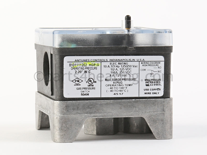 Rbi High Gas Pressure Switch (Manual Reset) - Part Number: 11-0411