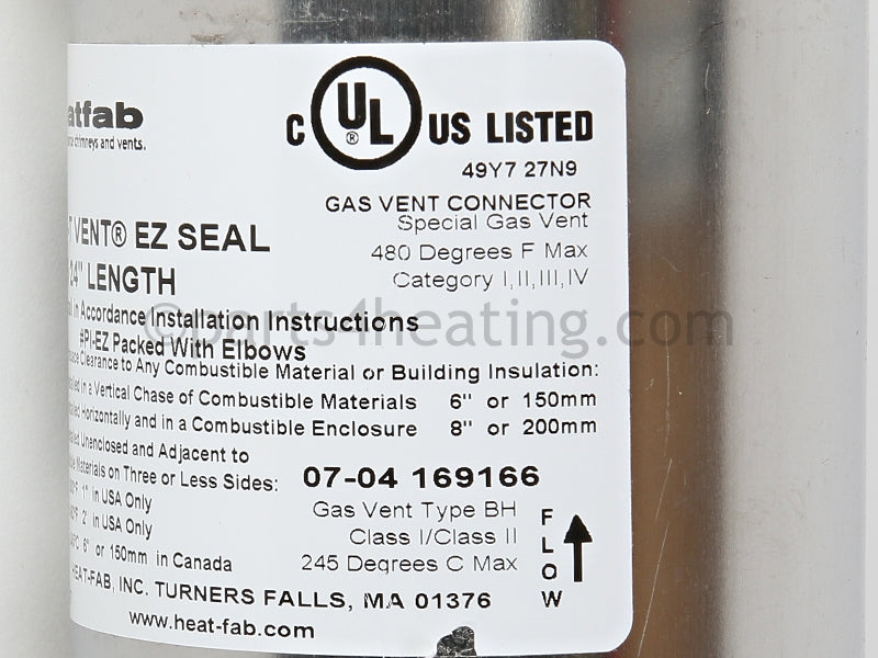 Laars Heating Systems Pipe Section 3&quot; X 24&quot; Stainless For Residential Accessory Kit - Part Number: 2400-411