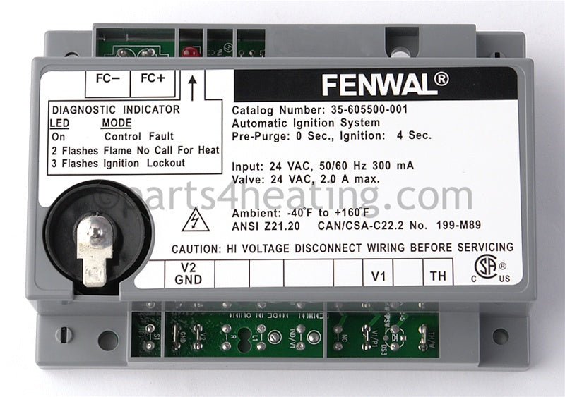 Fenwal Controls Inc. Ignition Control Direct Spk 24 Vac Csa - Part Number: 35-605500-001