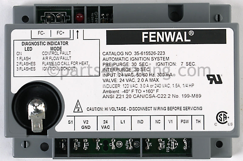 Fenwal Controls Inc. Ignition Control 24 Vac  Dsi W/Blower Relay - Part Number: 35-615526-223