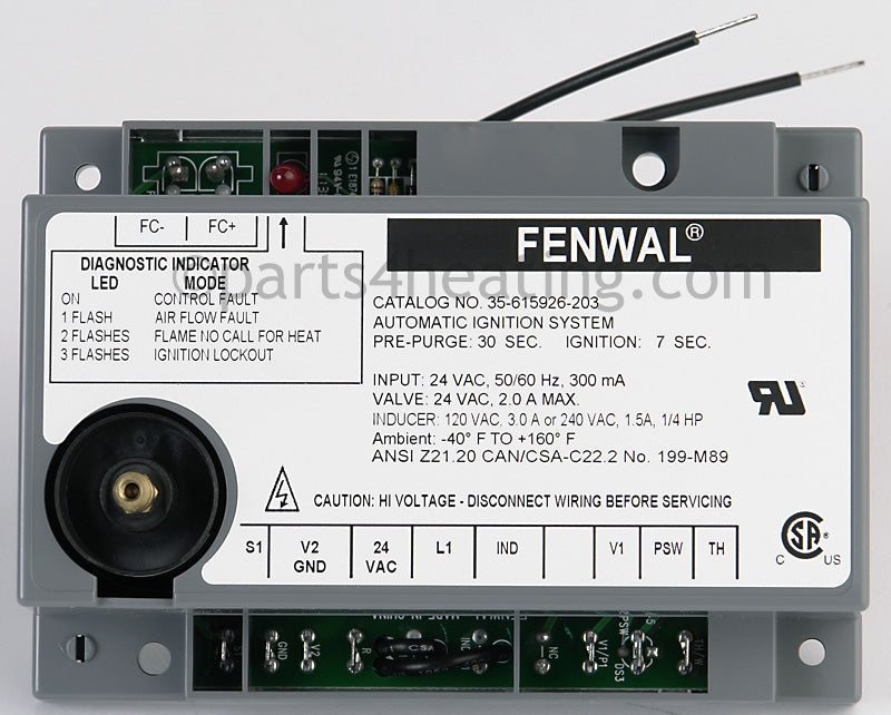 Fenwal Controls Inc. Ignition Control 24 Vac Direct Spark W/Blower Relay Csa - Part Number: 35-615926-203