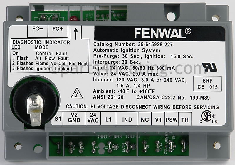 Fenwal Controls Inc. Ignition Control Board - Part Number: 35-615928-227