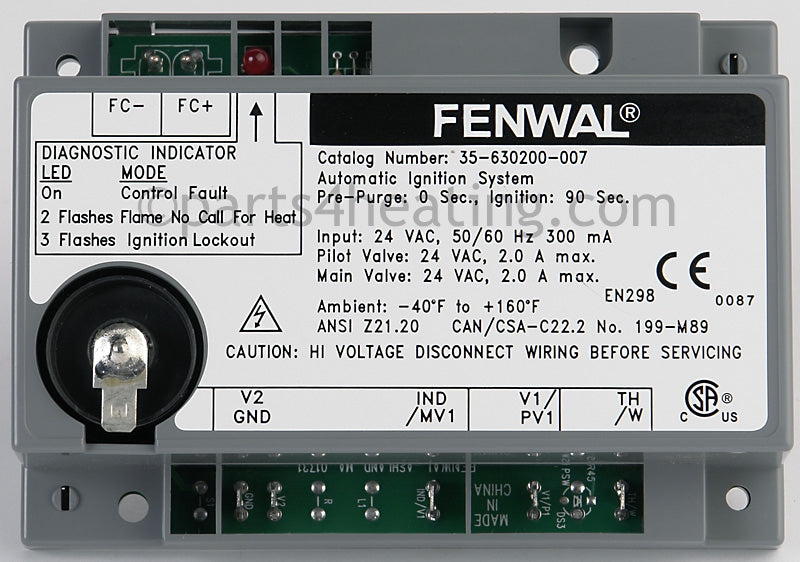 Fenwal Controls Inc. Ignition Control Board - Part Number: 35-630200-007