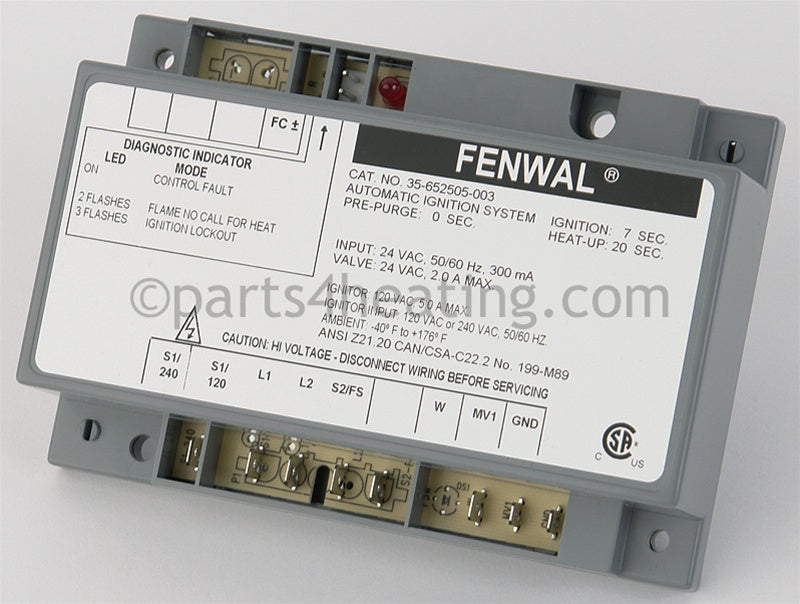 Fenwal Controls Inc. Ignition Control 24Vac Csa Hot Surface - Part Number: 35-652505-003