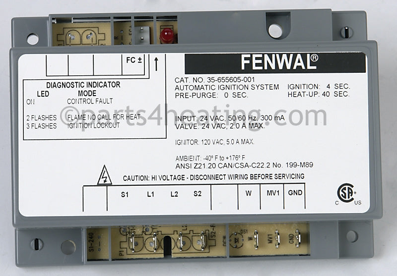 Fenwal Controls Inc. Ignition Control Module - Part Number: 35-655605-001