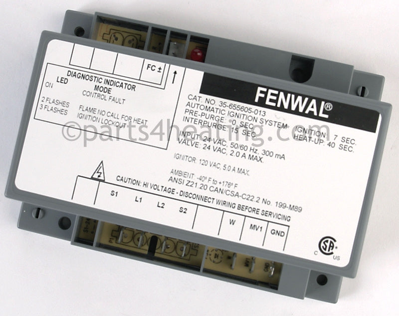 Fenwal Controls Inc. Ignition Control 24 Vac Hot Surface Csa - Part Number: 35-655605-013