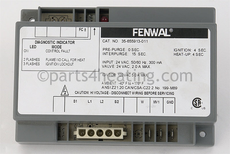 Fenwal Controls Inc. Ignition Control 24 Vac Hot Surface Ce/Csa - Part Number: 35-655913-011