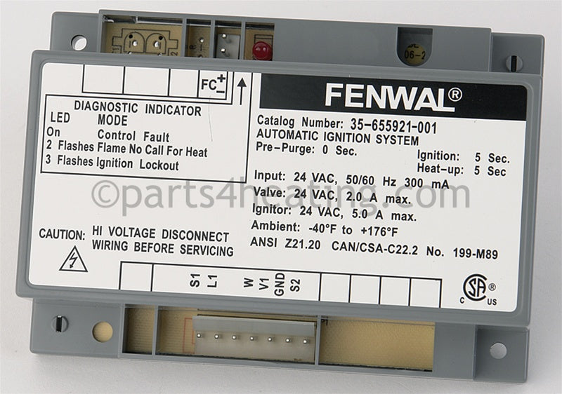 Fenwal Controls Inc. Ignitor Control 24 Vac Hot Surface Ce/Csa - Part Number: 35-655921-001