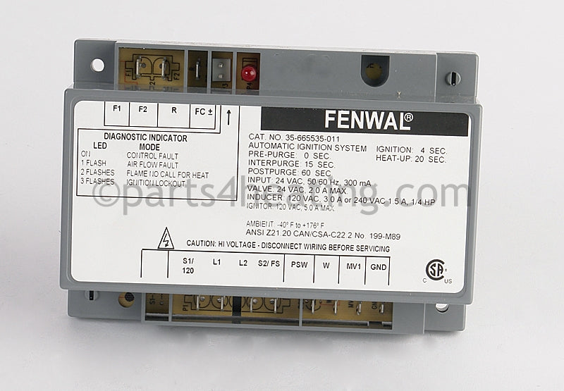 Fenwal Controls Inc. Ignition Control 24V Hot Surface Ignitor, W/Blower Relay Csa - Part Number: 35-665535-011