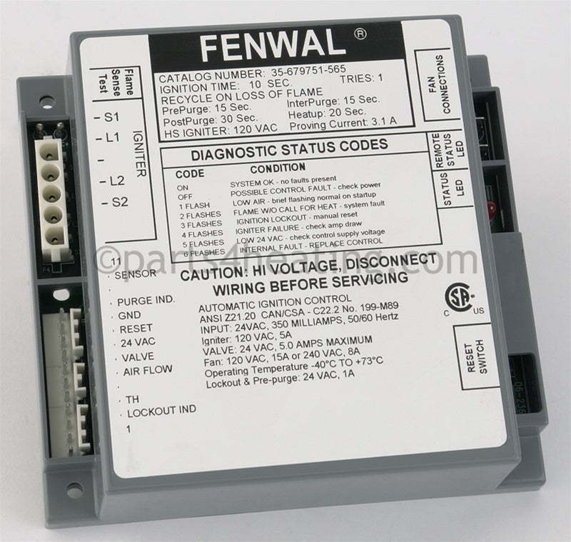 Fenwal Controls Inc. Ignition Control 24 Vac Proven Hsi W/Blower Relay - Part Number: 35-679751-565