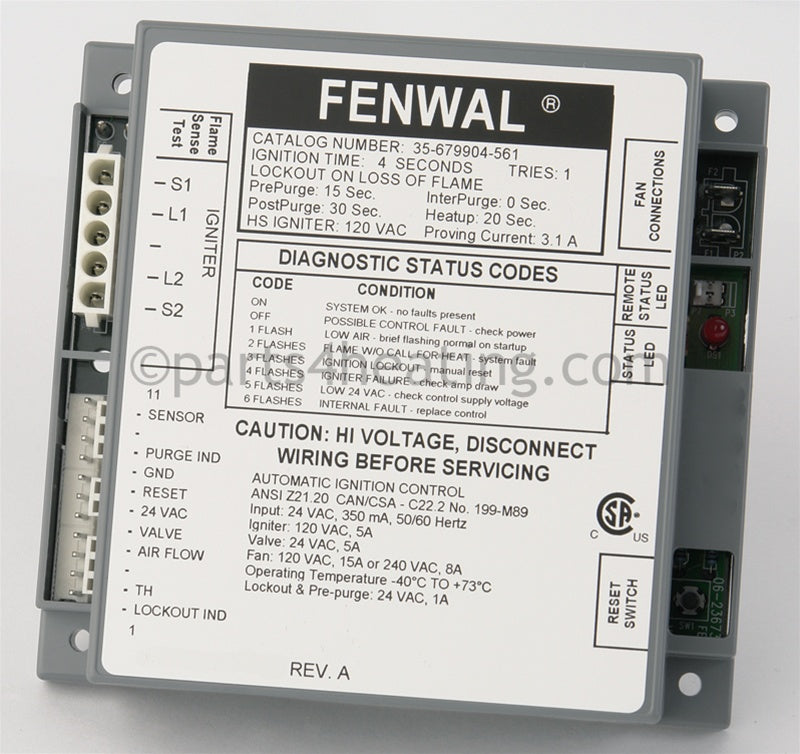 Fenwal Controls Inc. Ignition Control 24 Vac Proven Hsi W/Blower Relay - Part Number: 35-679904-561