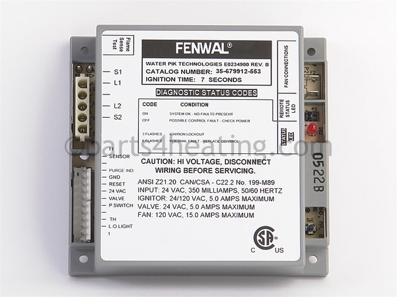 Fenwal Controls Inc. Ignition Control 24 Vac Proven Hsi W/Blower Relay - Part Number: 35-679912-553