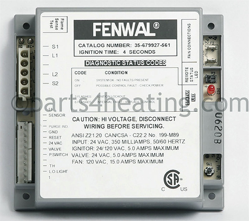 Fenwal Controls Inc. Ignition Control 24 Vac Proven Hsi W/Blower Relay - Part Number: 35-679927-561