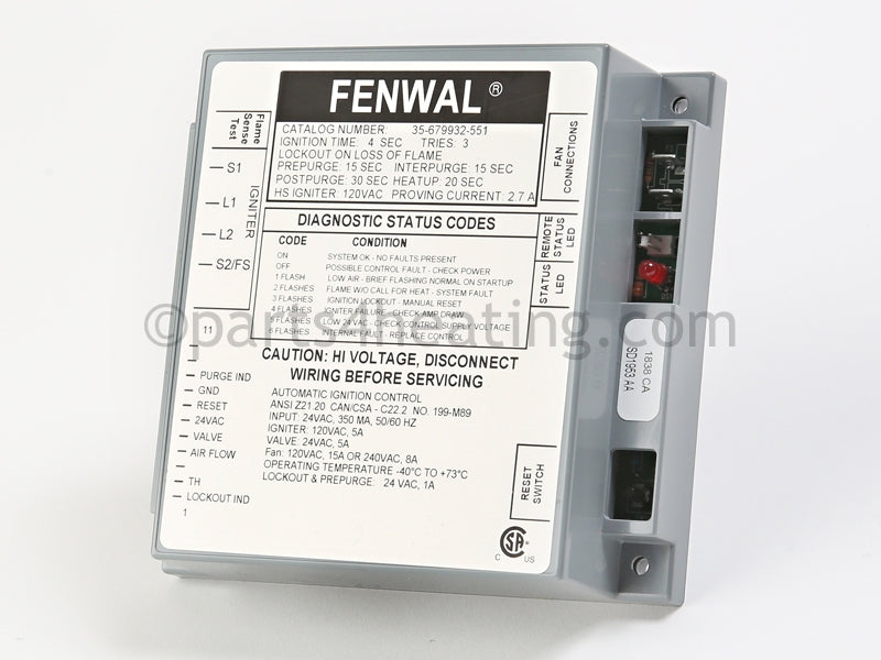 Fenwal Controls Inc. Ignition Control 24 Vac Proven Hsi - Part Number: 35-679932-551