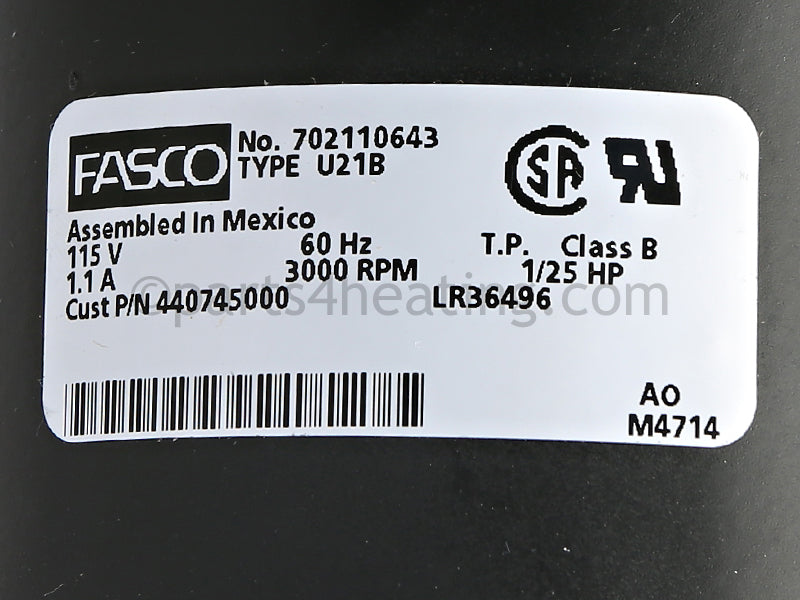 Slant/Fin Inducer Assembly V90 - Part Number: 440636000