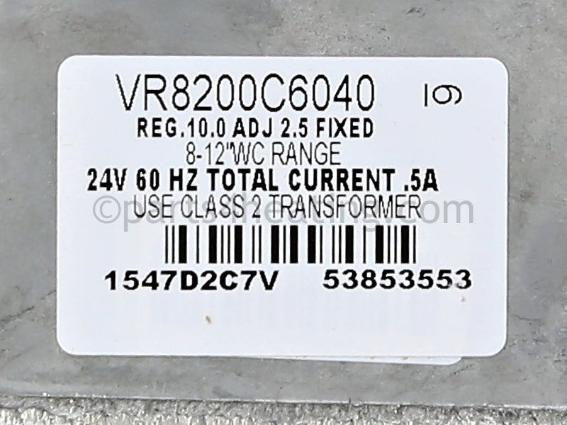 Smith Honeywell Vr8200C6040 Gas Valve (Lp) - Part Number: 50221PB