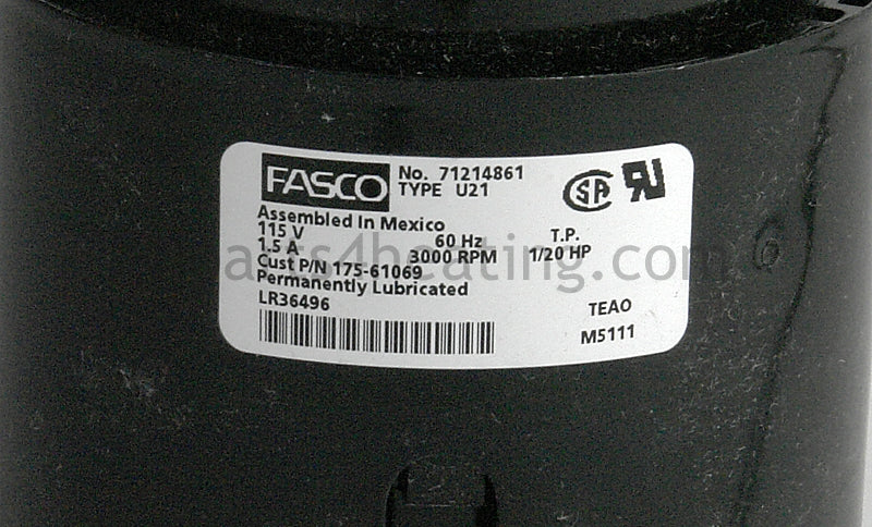 Reznor Fasco 7121-4861, 71214861 Ventor Motor Only Fa 1/20 115/1 E - Part Number 61069