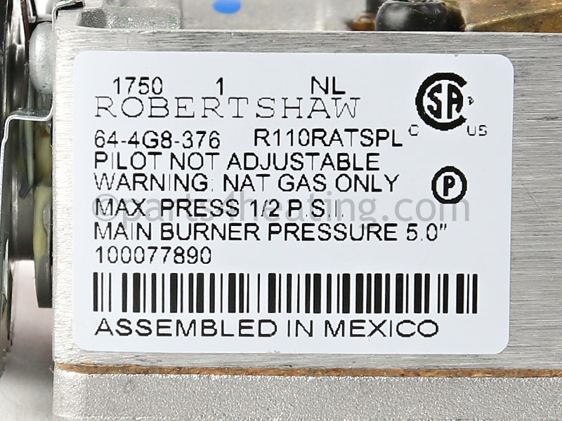 A.O. Smith GAS CONTROL VALVE,NATURAL - Part Number 6910794