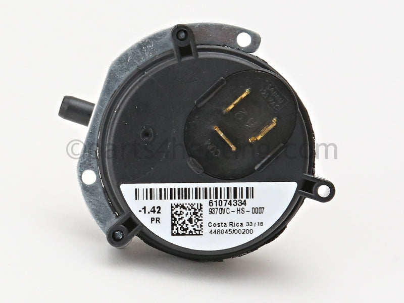 A.O. Smith AIR PRESSURE SWITCH,N.C.,-1.42 in. WC - Part Number 9009049005