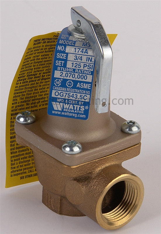 Laars Heating Systems Valve, Pressure Relief, 3/4 Npt, 125 Psi - Std On Vw & Pw & Iw, 1825 - Part Number: A0063500