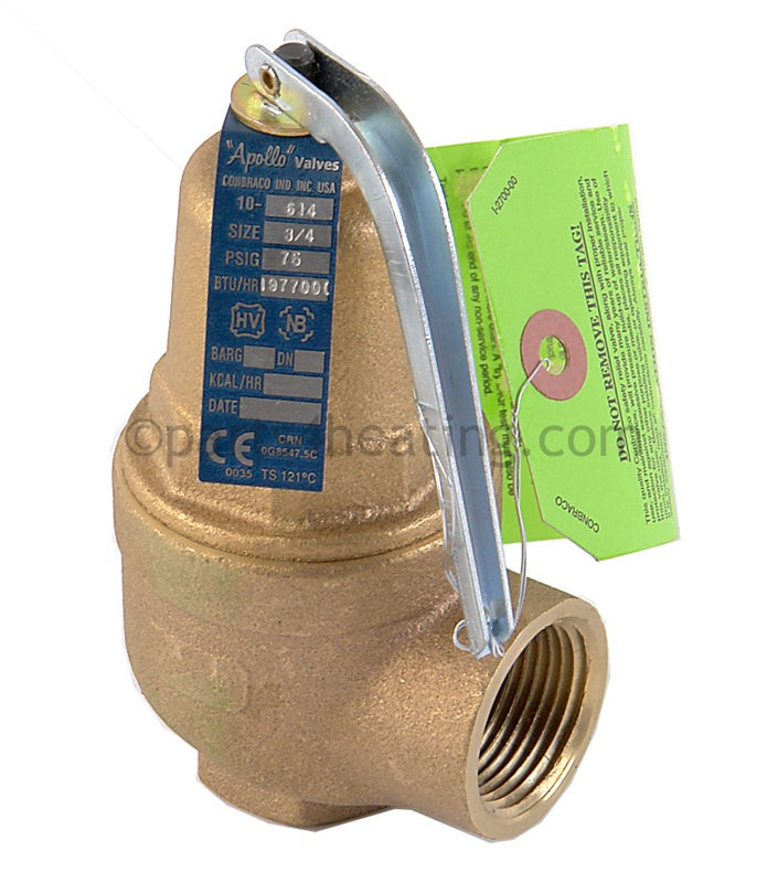 Laars Heating Systems Pressure Relief Valve, 75Psi, 3/4 In. X 1 In. - Part Number: A0063600