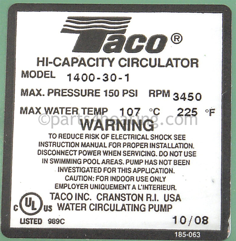 Laars Heating Systems Ph 0325 Ph 0400 Ph 0400**22 Lonox Pnch 0300 Pnch 0400 1/6 Hp Pump Grundfos, Ph Only, 325-400 - Part Number A0076800