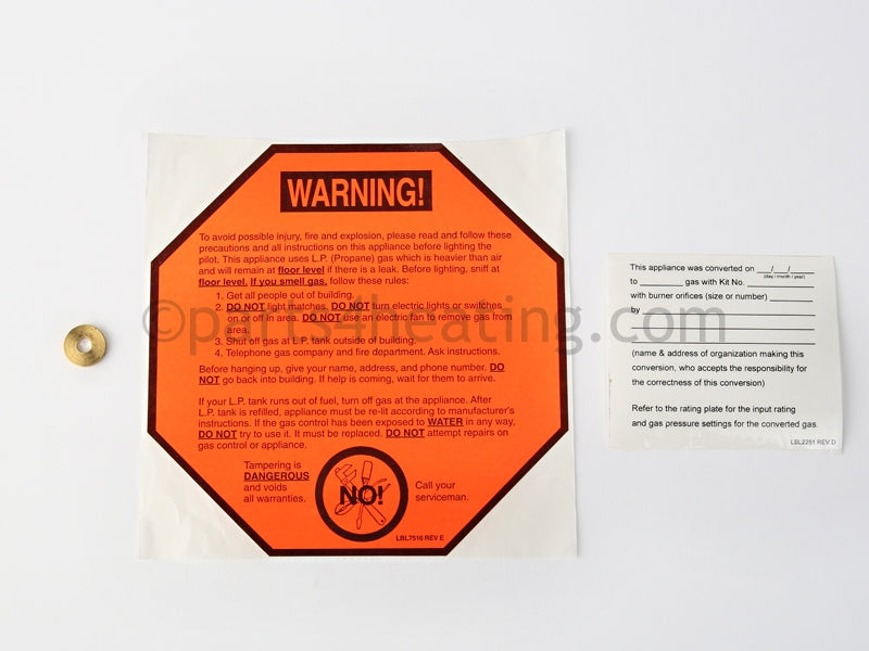 Lochinvar , 100159009 LP CONVERSION KIT, WB150/210 - Part Number LPK3947