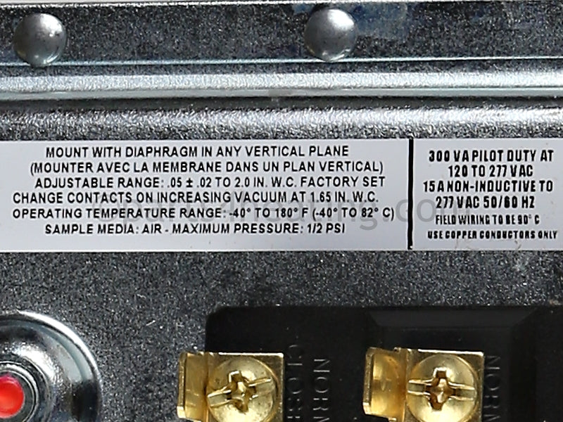 Lochinvar Switch, Low Air, 750 - Part Number: PRS2709 , 100166200