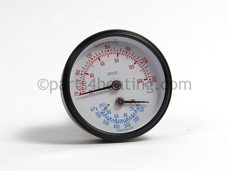 Laars Heating Systems Temperature &amp; Pressure Gauge, 70-250F, 0-90 Psi - Part Number: R0060600