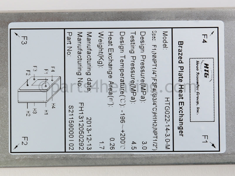 Laars Heating Systems Heat Exchanger, 14  Plate, Mascot Ii - Part Number: S2115900